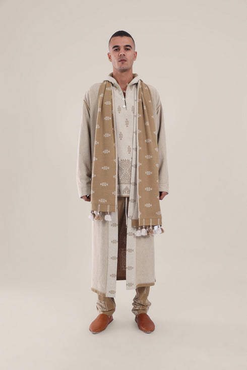 Long reversible jacquard coat